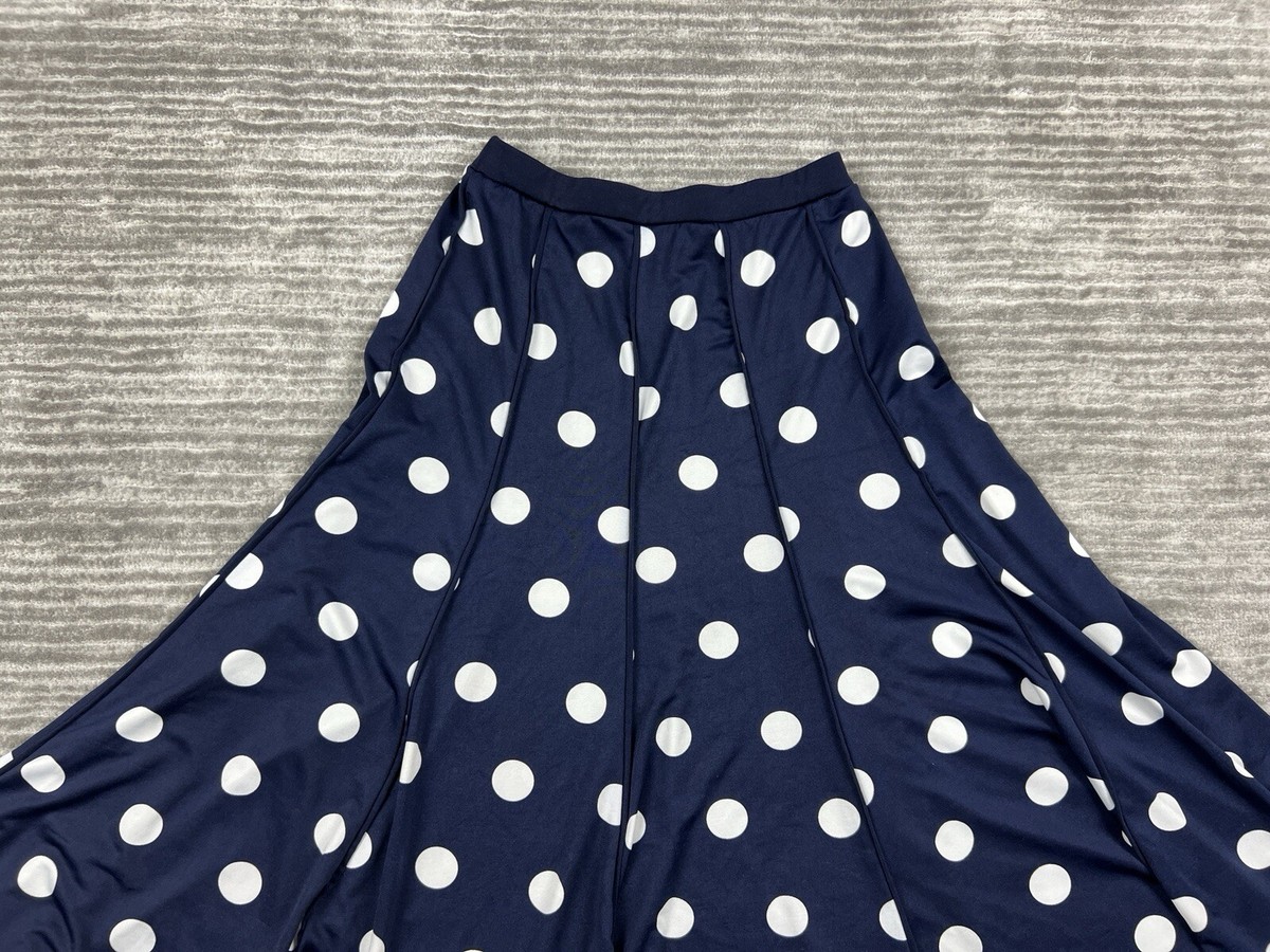 Chances R Skirt Womens Small Blue White Polka Dot Midi Long ALine Chances R Skirt Womens Small Blue White Polka Dot Midi Long ALine