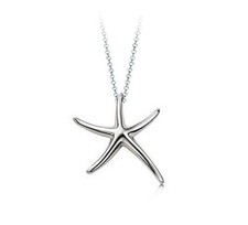 Silver Starfish Pendant Necklace 17.7" Beach Theme Sea Life Pendant Necklace