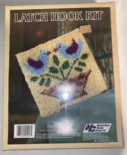Vintage Blue Birds Latch Hook Kit National Yarn Crafts # P441 12”x12” New Sealed