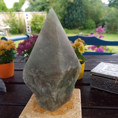 grüner Aventurin 3,4Kg Spitze Skulptur Toleranz Freude Zen Garten Quarz  Lanze