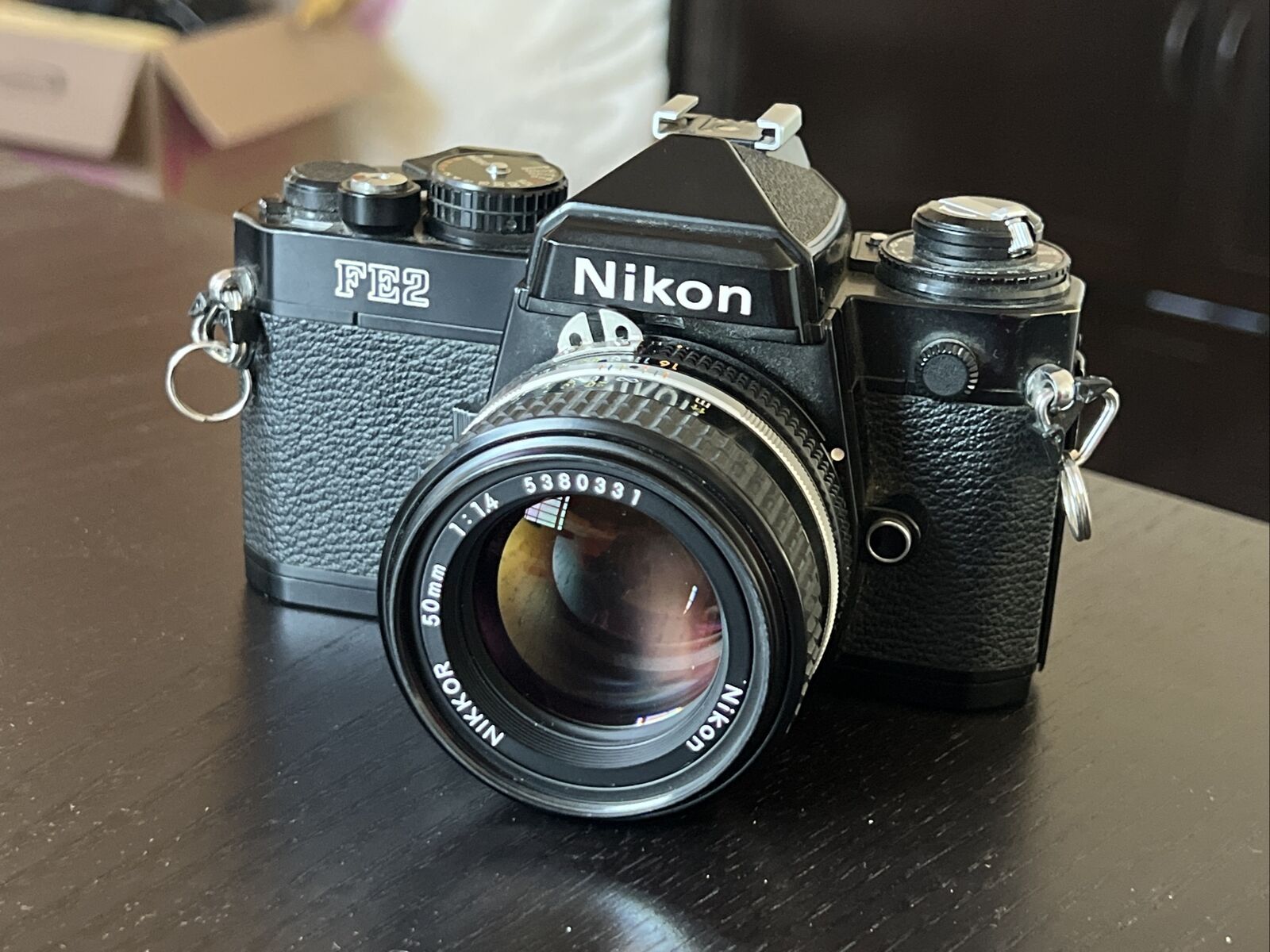 Nikon FE2 black body with 50mm 1.4 lens