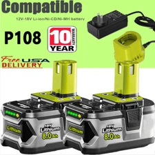 2x 1x 18V 8.0Ah For RYOBI P108 One Plus High Capacity Battery Lithium-Ion Tool