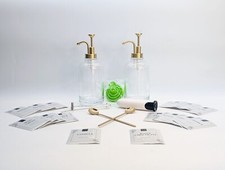 Dispenser sciroppo bar 2 bicchieri con etichette, montalatte e imbuto barista