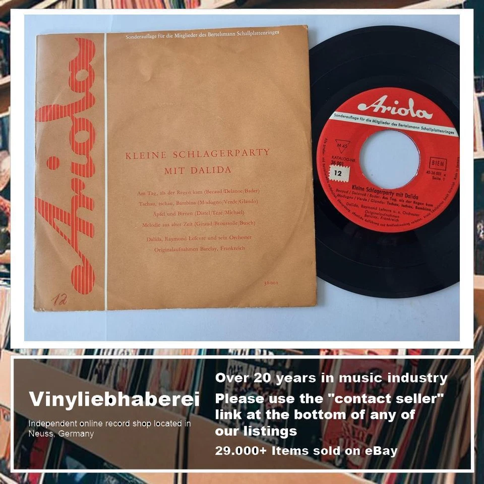 7" Single Dalida - Kleine Schlagerparty/ Am Tag, als der Regen kam Vinyl EP Germ - Image 4 of 4