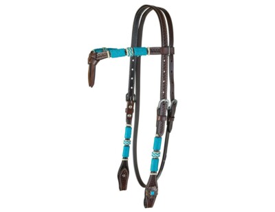 Circle Y Headstall Turquoise Roundup Browband Chocolate 1025-09-SC