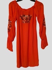 🔥Women’s Guess Dress or Tunic Orange/Embroidery, Long Sleeve Size Small