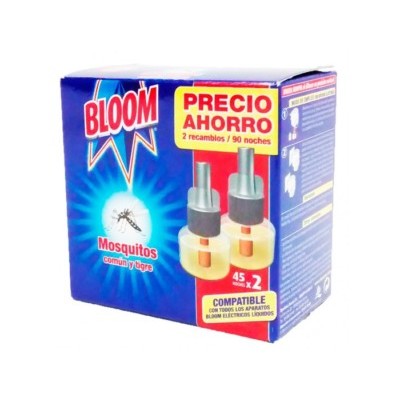 Bloom Insecticida Mosquitos Eléctrico 2 Recambios de 45 Noches
