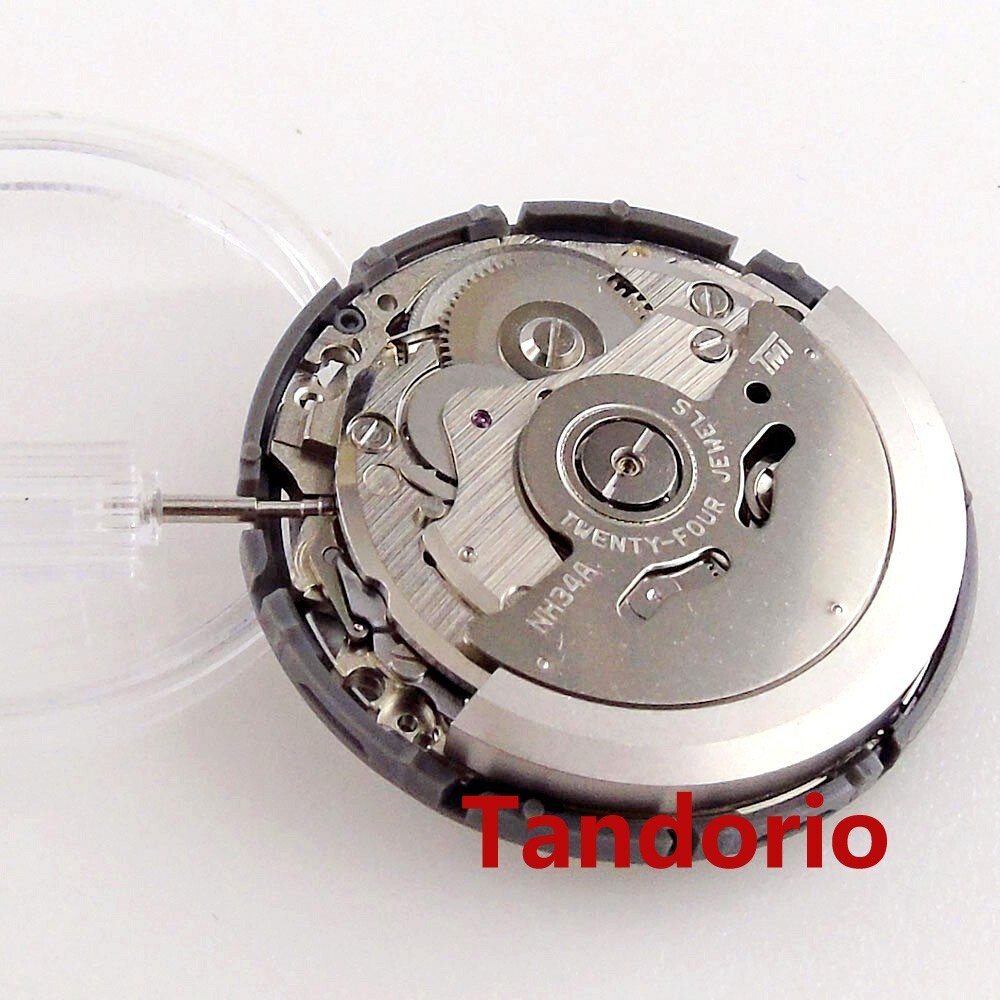 TsoLay Mouvement de Montre de Haute Précision NH34 Calendrier de Fonction NH34 GMT Mécanisme de Mouvement Automatique 3O'Clock Calendrier Noir de Remplacement