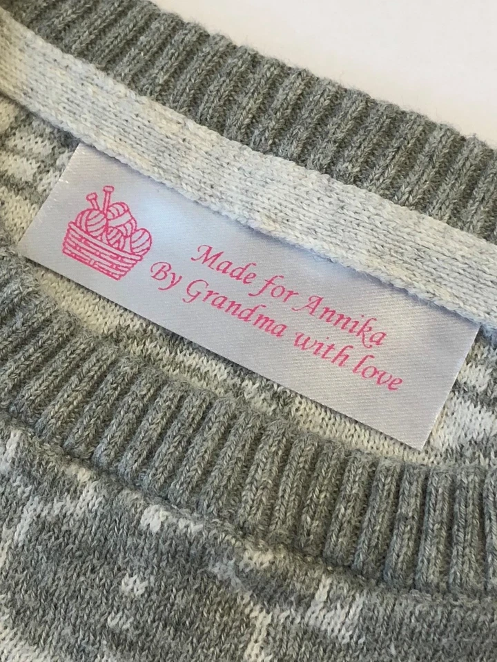 50 персонализированных атласных швейных этикеток для вязания, квилтинга и шитья рукоделия - Изображение 3 из 4