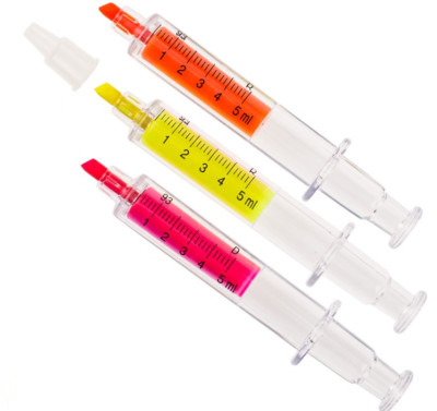 Neuheit Spritze Textmarker Marker Stifte Brandneu Arzt Krankenschwester NHS usw.