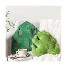 AELS Set of 2 3D Leaves Decorative Throw Pillows, 18" 14" Monstera Deliciosa...