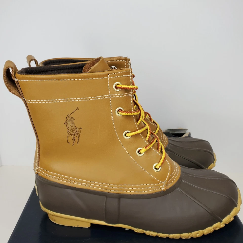POLO Ralph Lauren Talla 5 Pato Ewan Cuero Goma Botas con Cordones Marrón Tostado Foto 2 de 4