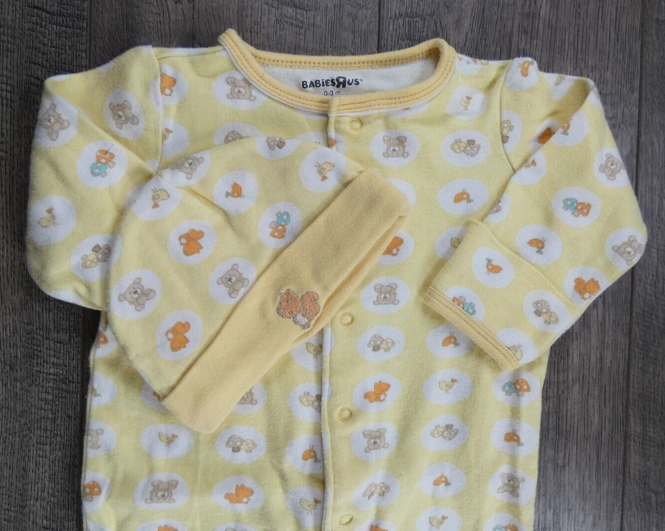 Baby Clothes Babies R Us 0-3 Month 2pc Yellow Forest Friends Sleep Gown - Image 2 of 3