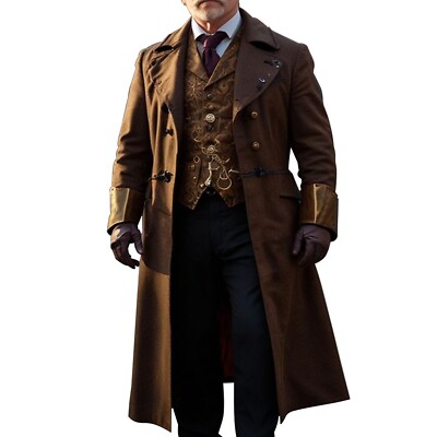 New Men Gothic Frock Coat, Steampunk Victorian Frock Coat, Dark
