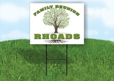 RHOADS FAMILY REUNION GR TREE 18 in x24 in Yard Sign Road Sign with Stand