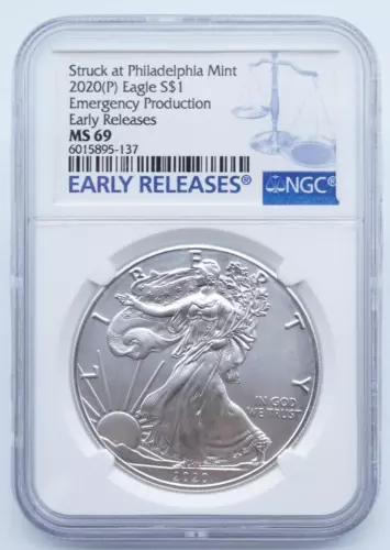 2020-P American Silver Eagle Emergency Production ER NGC MS 69 -  C1452