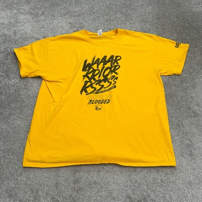 Fruit Of The Loom HD Cotton Golden State Warriors T-Shirt Mens XL Yellow NBA Tee