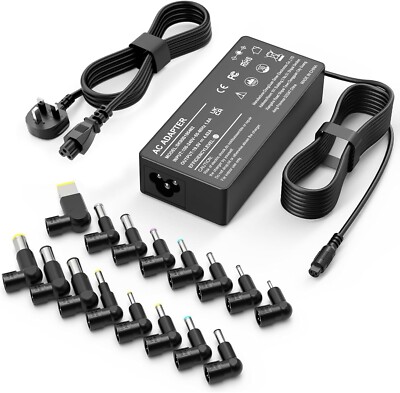 90W Universal Laptop Ladegerät UK Netzteil Kabel mit 16 Spitzen - Neu