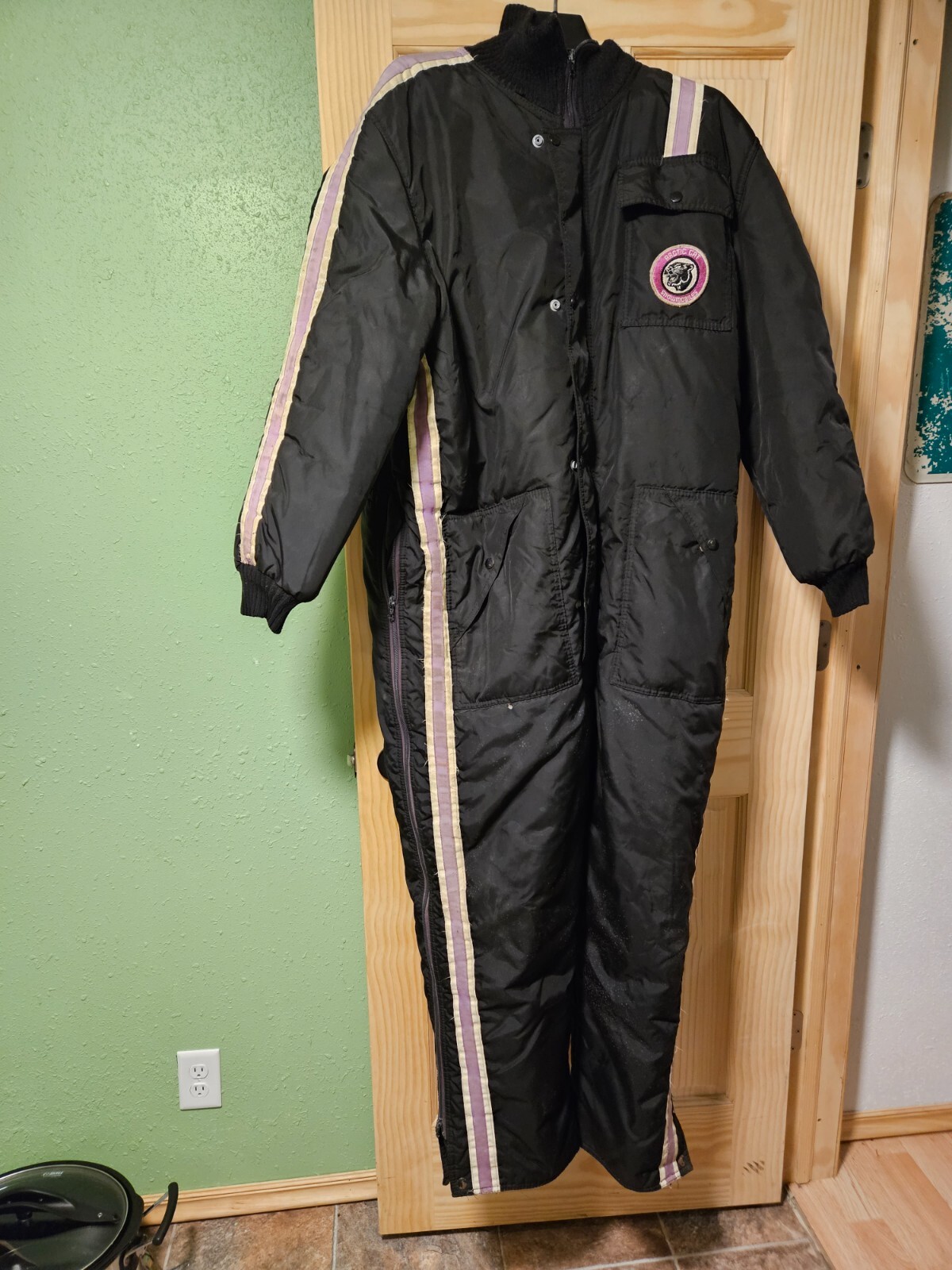 Vintage 1971 Arctic Cat Snowmobile Suit Mens SzL Ext,King cat, Lynx