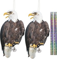 Pigeon Deterrent with Reflective Tape, 2Pcs Hawk Bird Scarers for Gardens Roofs