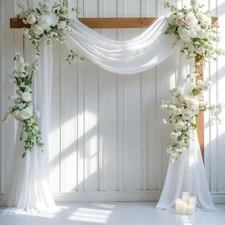 Wedding Arch Draping Fabric, 1 Panel 28" X 19Ft White Wedding Arch Drapes Sheer 