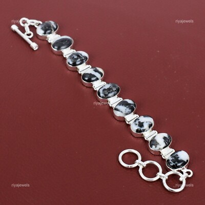 Natural White Buffalo Turquoise Chain Adjustable Bracelet 925 Silver