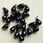 Natural Black Obsidian stone drop Charms Pendants 50pcs/lot  Wholesale