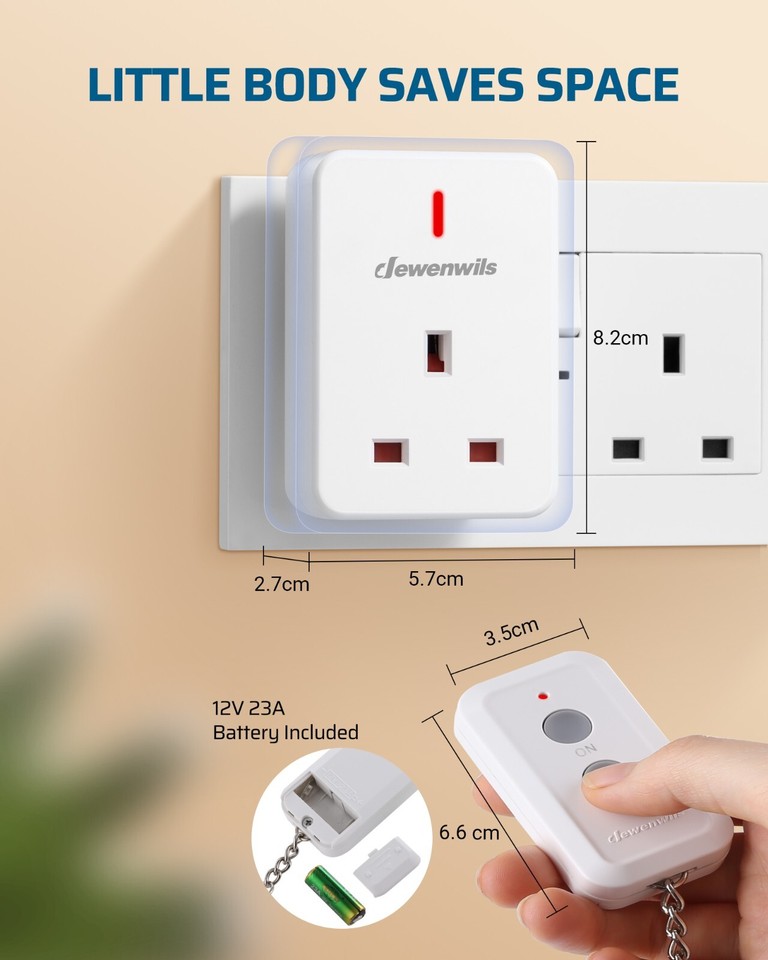 DEWENWILS Remote Control Plug Socket,13A/3120W Heavy Duty Wireless ...