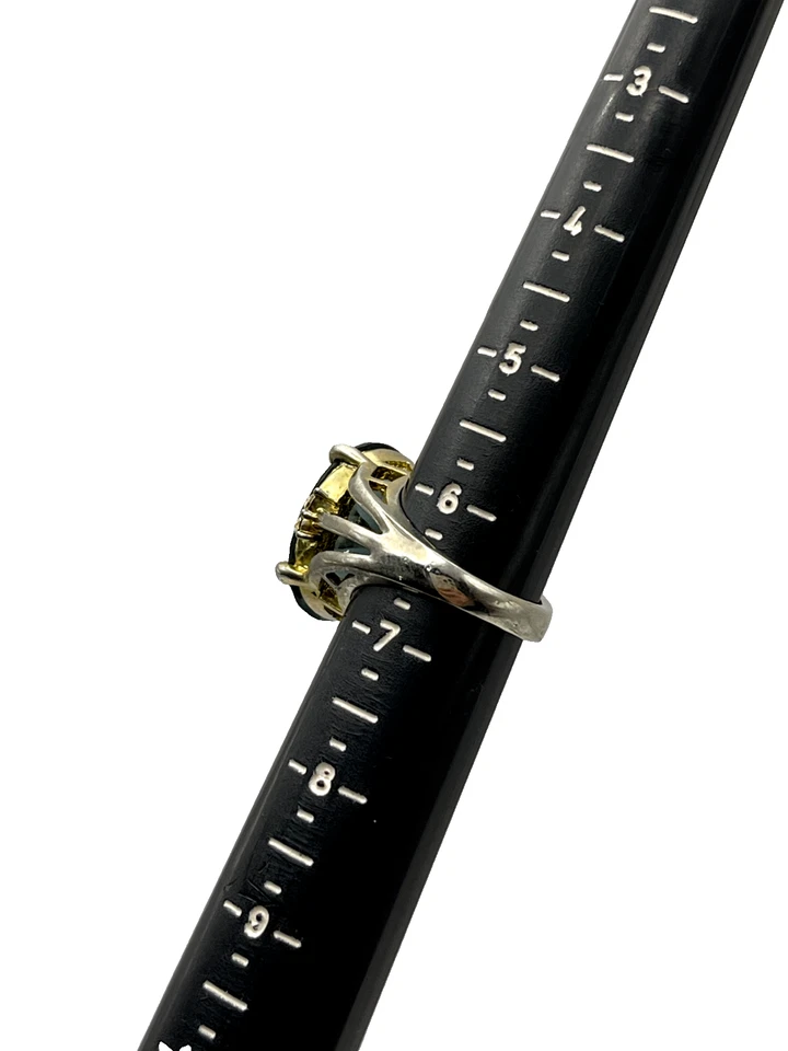 Anillo de diamantes/zafiro simulado plateado talla 6,5 Foto 3 de 4