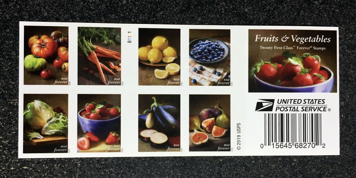2020USA #5484-5493 Forever Fruits & Vegetables - Booklet of 20