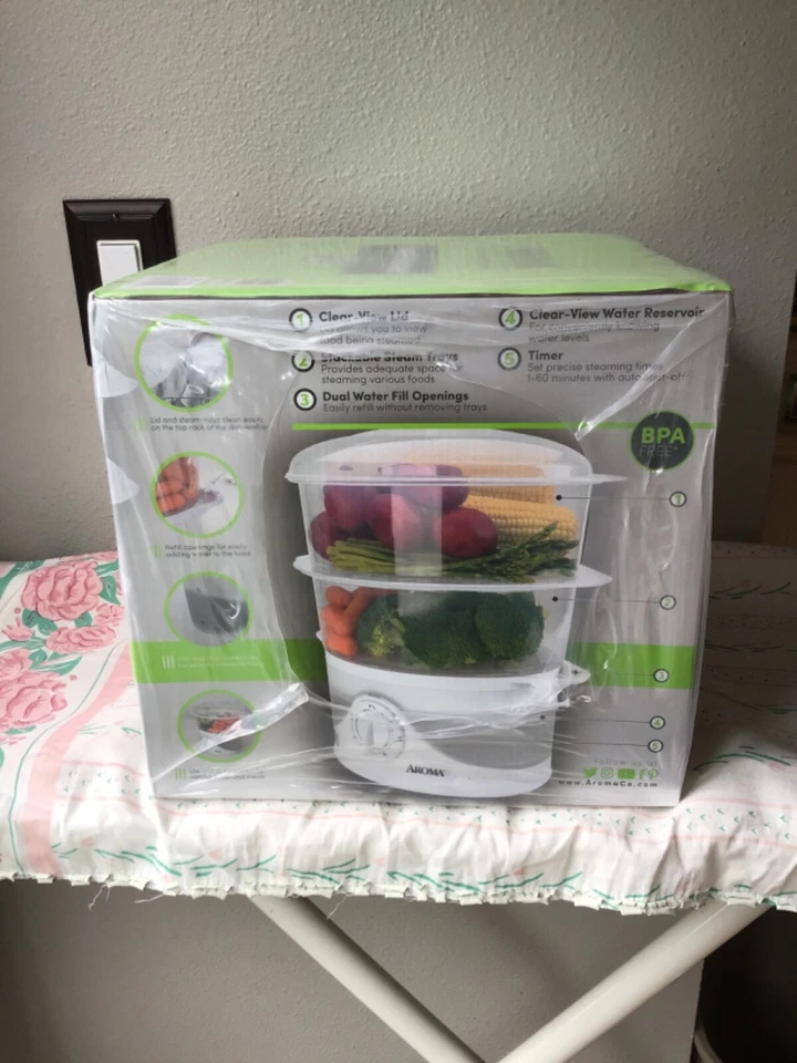 Nuevo vaporizador de alimentos apilable Aroma 6 cuartos blanco 6 cuartos comidas saludables hecho fácil Foto 2 de 4