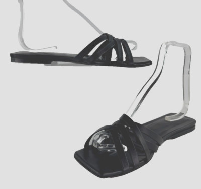 Neous Italy Auth 8 US 38 EU Black Leather Criss Cross Straps Flat Sandals Shoes