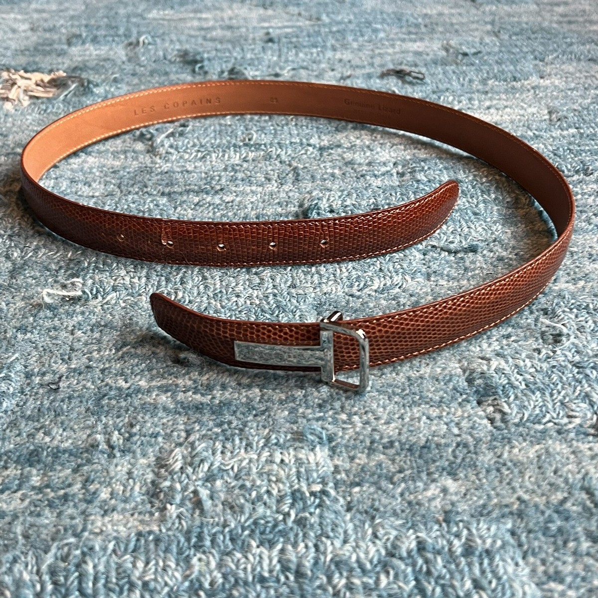 Les Copains Brown Lizard Belt Silver Buckle Made In Italy  display picture 1