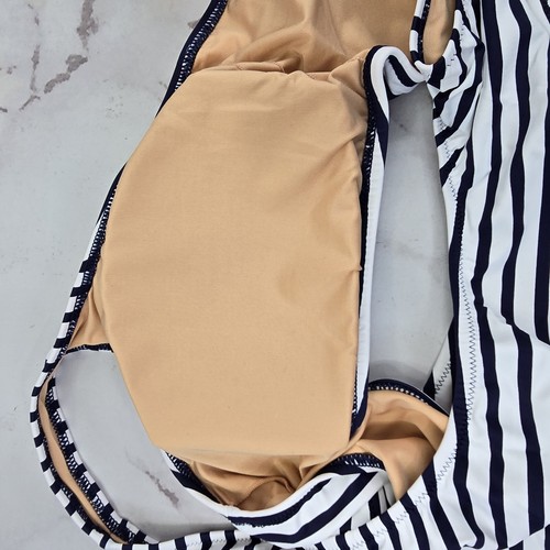 J Crew One Piece 24 3X Blue Striped Square Neck Cut Out Bikini Swim Suit - Picture 9 of 11