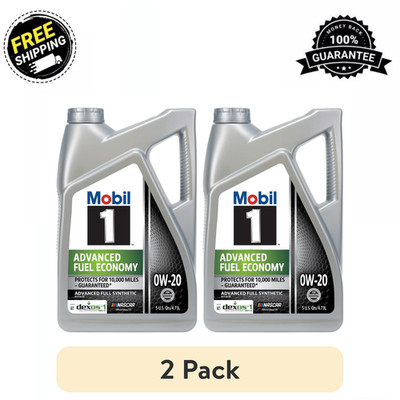 (2 pack) Mobil 1 Advanced Fuel Economy Full Synthetic Motor Oil 0W-20, 5 Quart