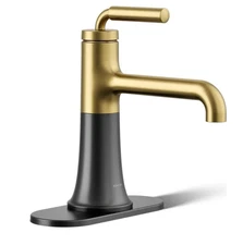 Kohler 27415-4K-BMB Tone Bathroom Faucet Matte Black /Brushed Brass - Less Drain