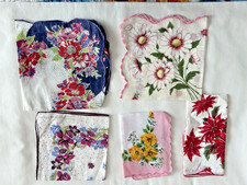 SALE Lot of 5 Pretty Colorful Vintage 50s FLORAL Hankies