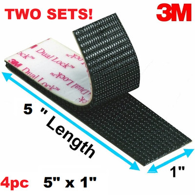 3M 1'' x 5'' Dual Lock Type 400 BLACK Reclosable Fastener 4 strips = 2SETS 4pc NEW