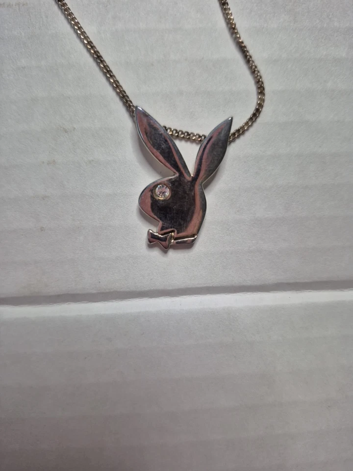 Y2k Official Playboy Bunny Head Charm Necklace , Rhinestone Eye - Image 2 of 4