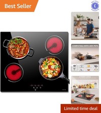 Versatile 4 Zone Electric Cooker with 9 Power Levels & Safety Lock—60cm Black