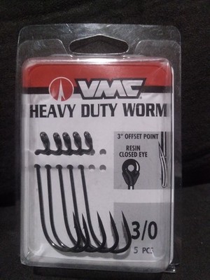 vmc heavy duty worm hooks 3/0 5pc