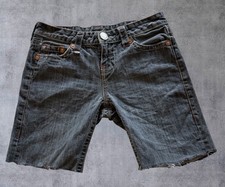 True Religion Bobby Big T Grey Denim Shorts Womens 29 Made in USA Vtg Y2K Jorts