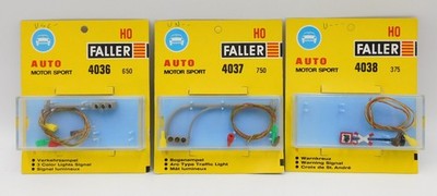 FALLER Lot of 3 Slot Car Track Warning Signals HO 1:87 MIB Ref 4036, 4037 & 4038
