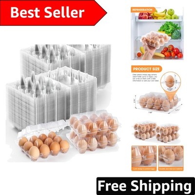 100-Pack Transparent Egg Cartons - Stackable & Versatile Storage