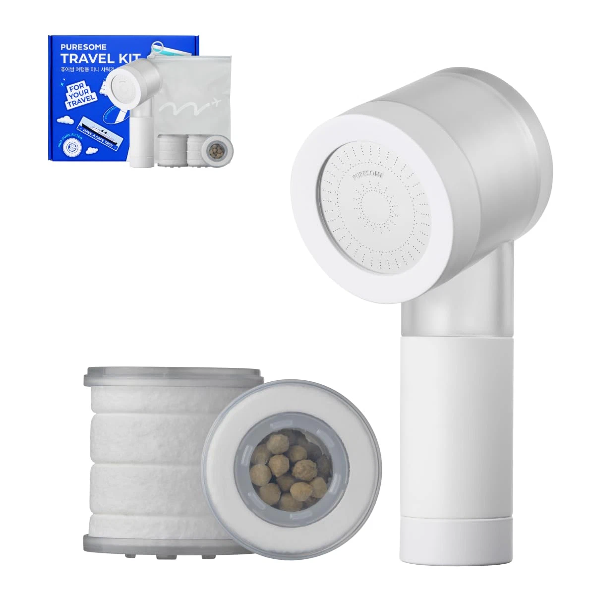 Puresome Travel Mini Shower Head Set with Pure Filter | Compact Portable Shower