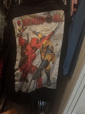 Marvel Deadpool Wolverine Graphic Print Pullover Hoodie Men's Black 2x