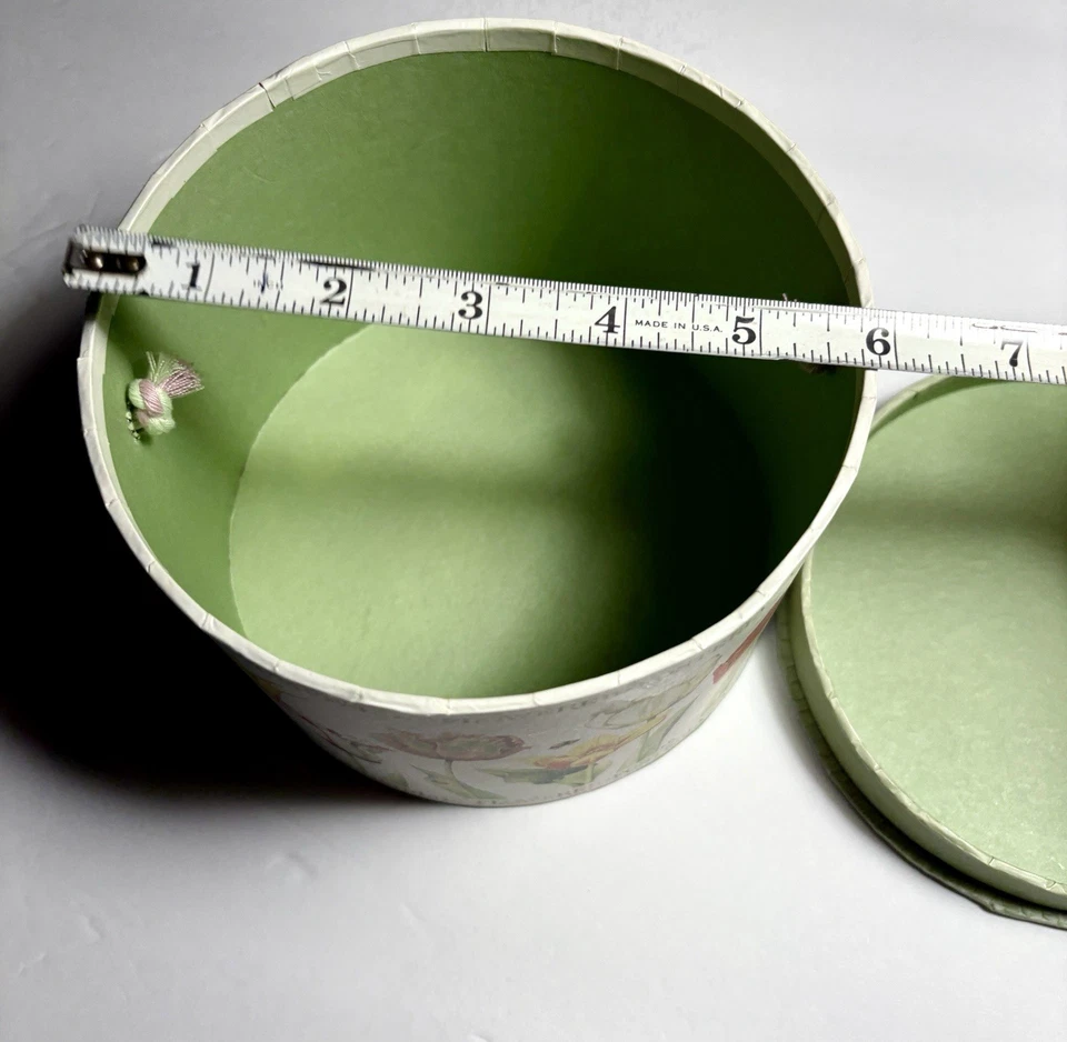 Round Cardboard Storage Box TULIPS Nature’s Scetchbox By Marjolain Bastin 6” x4” - Image 3 of 4