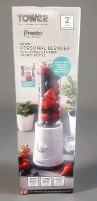 Tower Presto 260W Personal Blender mit 400 ml BPA-freier Sportflasche Neu in OVP