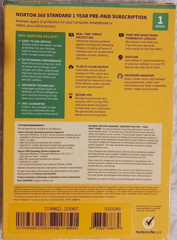 Norton 360 Standard - 1-Year / 1-Device - USA/Canada - Image 3 of 3
