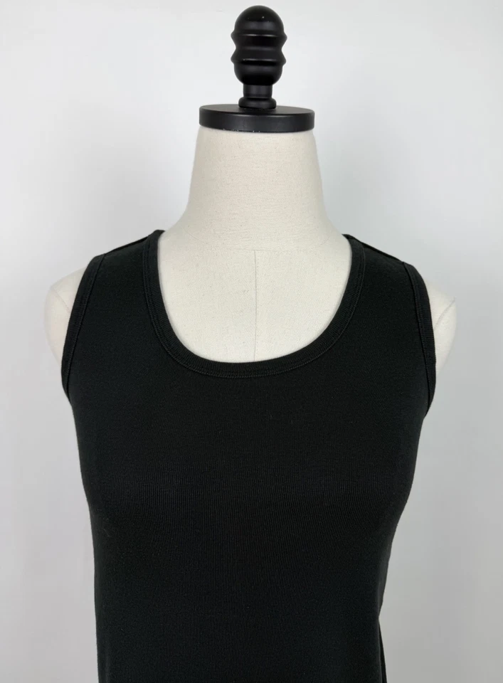 Camiseta sin mangas vintage años 90 para mujer pequeña desteñida negra mezcla de algodón básica minimalista Foto 2 de 4